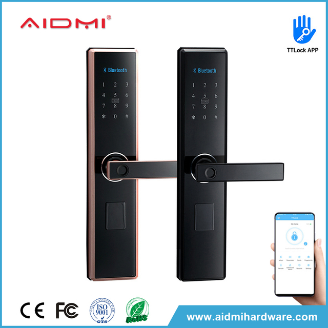 smart door lock Fingerprint Smart Front Door Lock aluminum door handle ADM-Z006