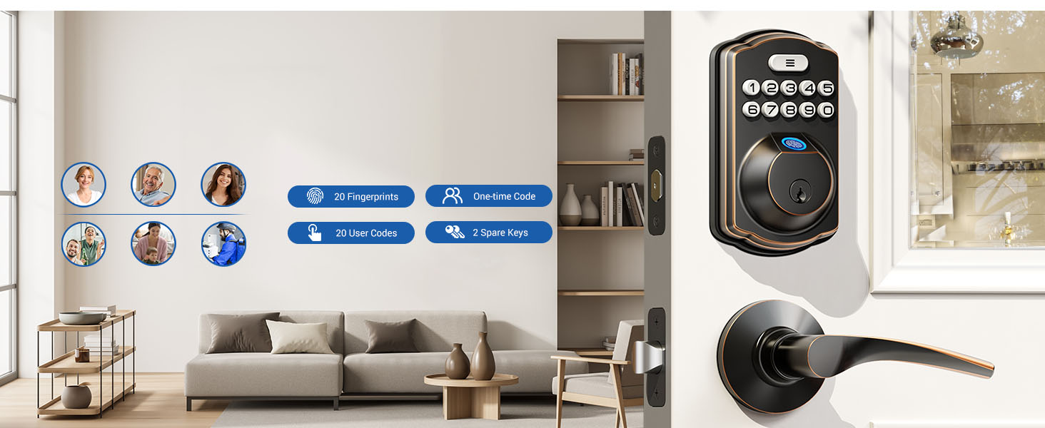 biometric code fingerprint app smart door loks