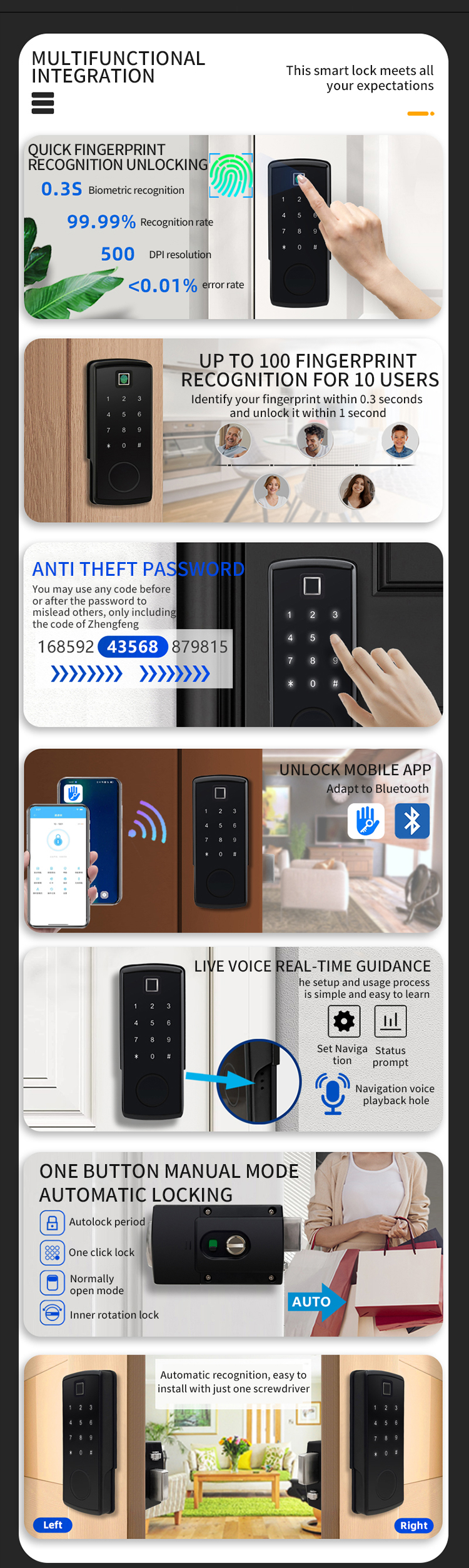 Smart door handle Lock blueooth password keyless