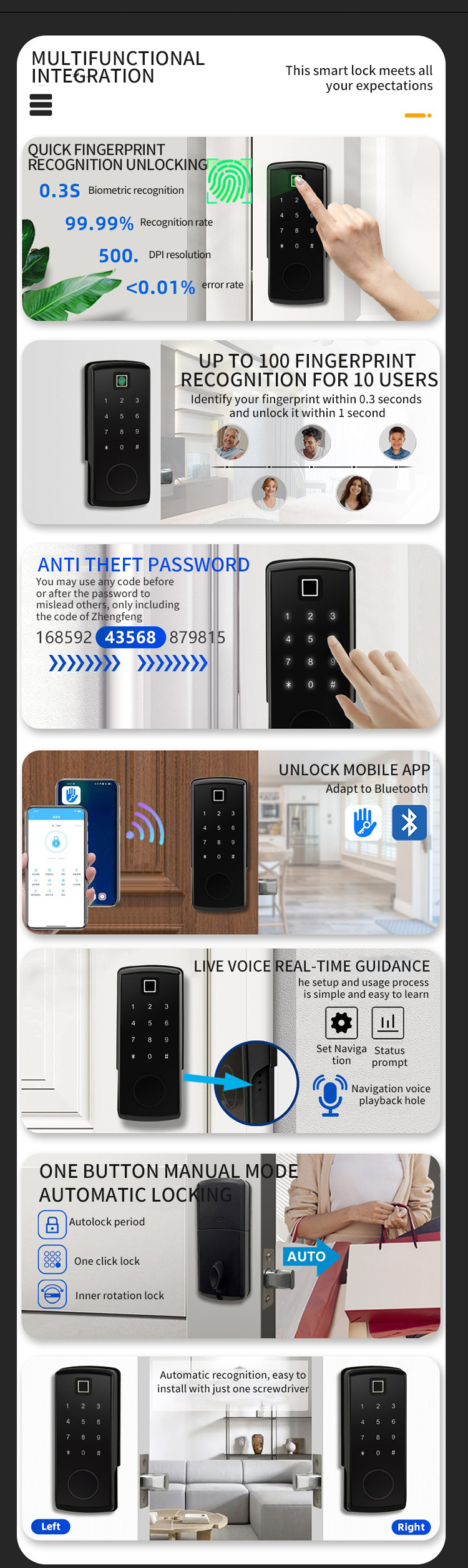 Smart door handle Lock blueooth password keyless