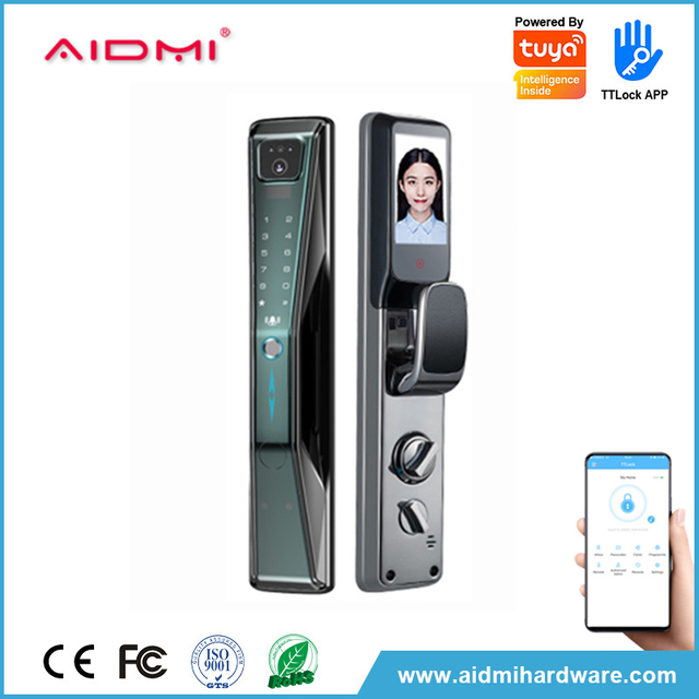 Aidmi wholesale 3d face recognition fingerprint keyless entry smart front door lock with camera wifi