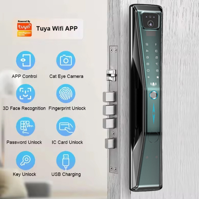 Aidmi Security TUYA WIFI Cerradura Inteligente Wooden Electronic Smartlock Electric Fingerprint Keyless Ttlock Digital Door Smart Lock