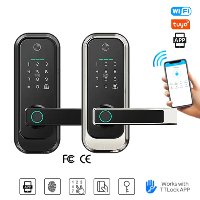 ADM-J001Pro Smart Life Tuya App Wifi Intelligent Digital Smart Door Lock Biometric Fingerprint Scanner Password Smart Lock